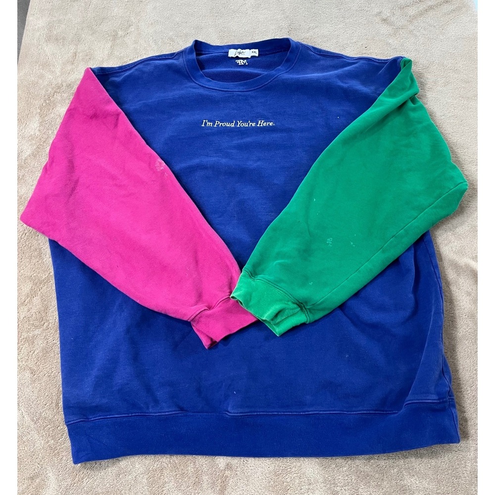 The Mayfair Group Pullover Pride Sweatshirt Women 2XL, Blue Colorblock Crewneck